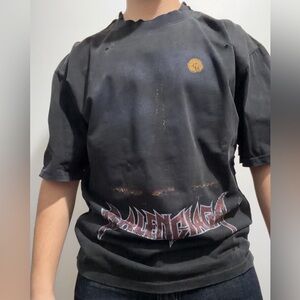Balenciaga Paris Moon Oversized Distressed T-Shirt (Black Faded Edition)